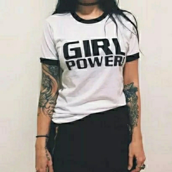 Girl Power Ringer Tee 90s Y2k Vintage Style - Picture 7 of 8